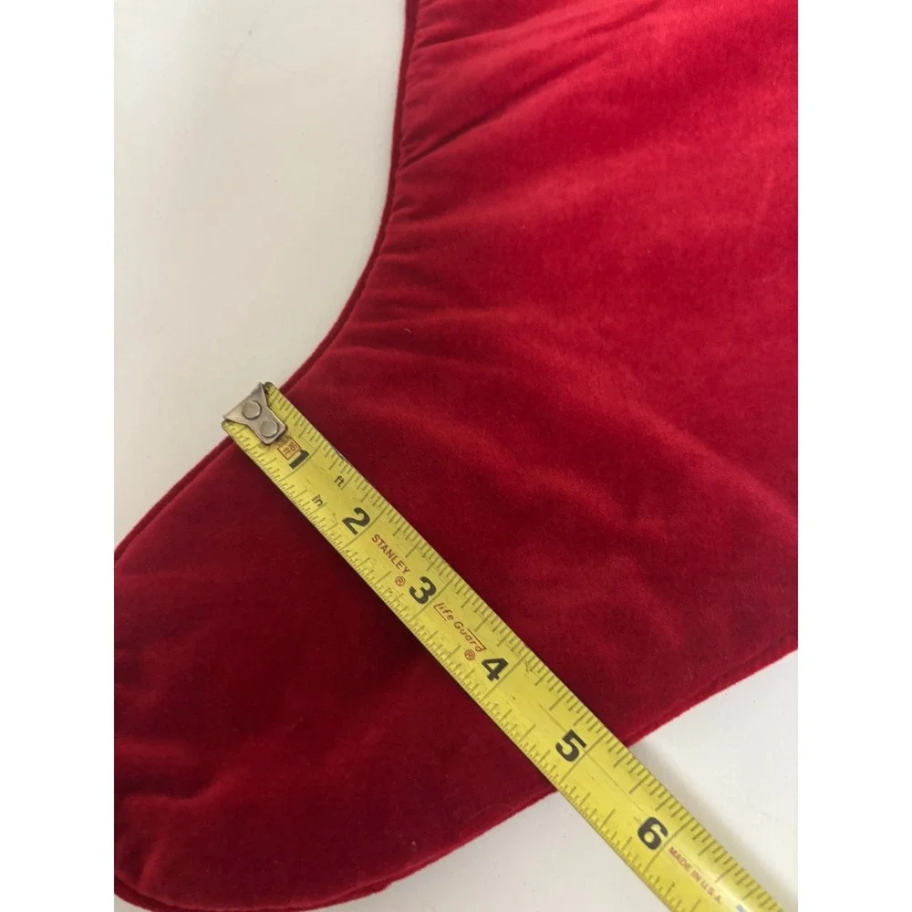 Vintage Lands End Penguin Needlepoint Christmas Stocking Wool Red Velvet MIKE